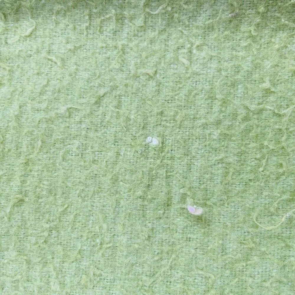 Vintage Light Green Satin Edge Blanket 80 x 66 Unique Color Bed Throw Warm Cozy